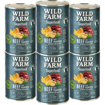 WILD FARM Superfood Beef 6x400g беззърнена храна за кучета