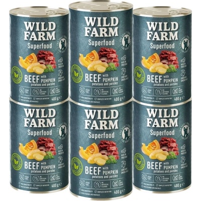 WILD FARM Superfood Beef 6x400g беззърнена храна за кучета
