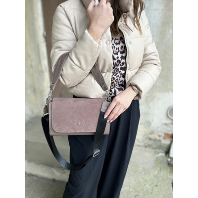 Grosso Hnedosivá kabelka na rameno/crossbody GS-3144-taupe