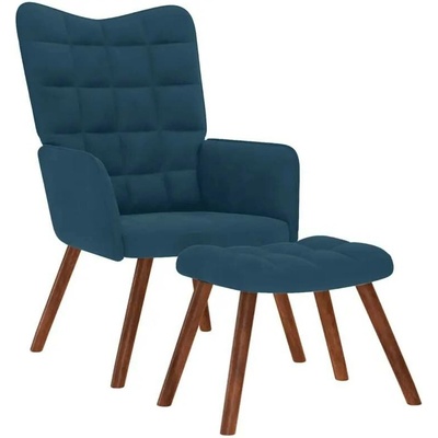 vidaXL 4016831 Relaxační se stoličkou modré samet