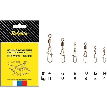 Delphin Rolling Swivel with Fastlock Snap B-01 10 ks