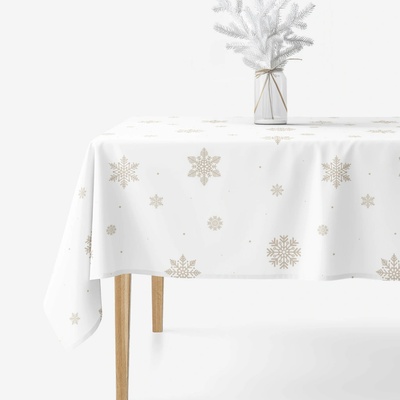 Goldea hranatý obrus 100% bavlnené plátno snehové vločky na bielej 120x120cm