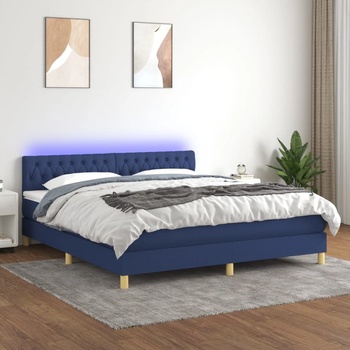 vidaXL Боксспринг легло с матрак и LED, синьо, 180x200 см, плат (3133979)