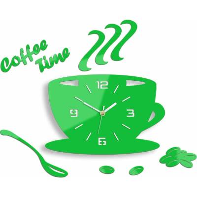 Moderné nástenné hodiny COFFE TIME 3D GREEN green