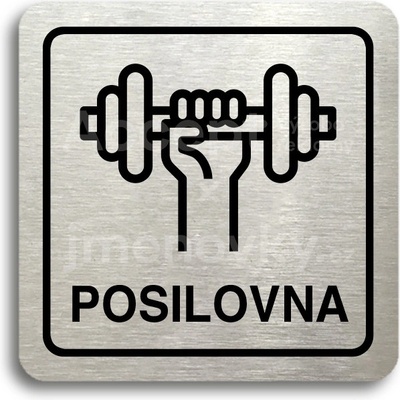 ACCEPT Piktogram posilovna - stříbrná tabulka - černý tisk