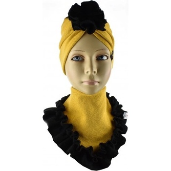 Dievčenský set turban so šatkou horčicová