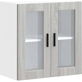 vidaXL Кухненски стенен шкаф със стъклена врата Porto сив сонома (854153)