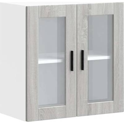 vidaXL Кухненски стенен шкаф със стъклена врата Porto сив сонома (854153)