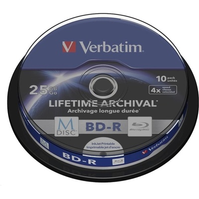 Verbatim BD-R 25GB 4x, M-Disc, printable, spindle, 10ks (43825) – Zboží Živě