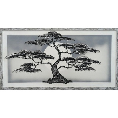 Obraz plastika bonsai čiernobiela