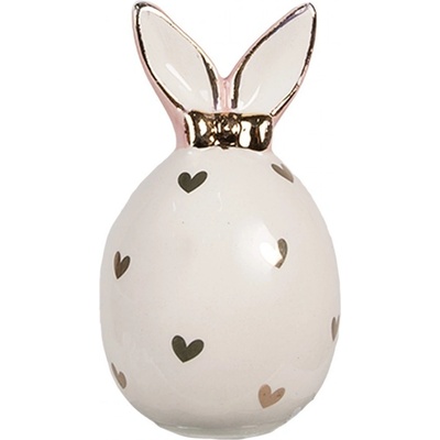 Ružovobiele keramické dekoračné vajíčko Rabbit Heart - Ø 5x9 cm