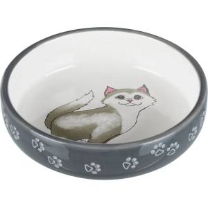 TRIXIE Керамична купа за котки - котка/лапички, 0, 3 л/ø 15 см