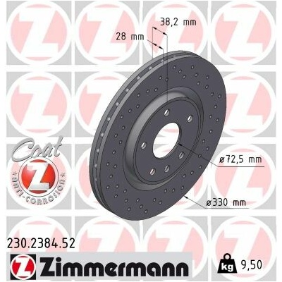Brzdový kotúč ZIMMERMANN 230.2384.52 (230238452)