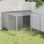 vidaXL Кучешка къща с волиера, антрацит, 153x194x110 см, стомана (3214222)