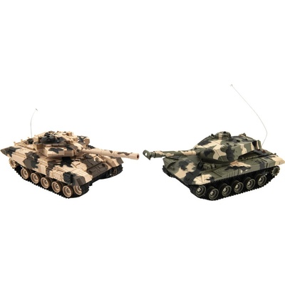 Teddies Tank RC 2 ks 25cm tanková bitva 27MHZ a 40MHz maskáč se zvukem se světlem v kr. 50 x 20 x 23 cm