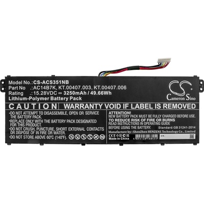 Cameron Sino Батерия за лаптоп ACER Aspire 5 A515-41G-18Z3, Nitro 5 AN515-41-F6VS, Swift 3 SF313-51-514S, AC14B7K, LiPO 15.28V 3250 mAh CAMERON SINO (CS-ACS351NB)