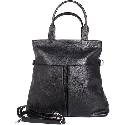 Borse In Pelle velká kožená shopper kabelka no. 711 A4 černá