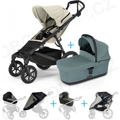 Thule Set 5v1 Urban Glide 4-wheel Soft beige 2024 + vanička Mid blue + pláštenky + ochranná sieť