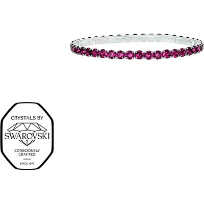 CRYSTalp Elastický tenisový náramek s fuchsiovými Swarovski krystaly Aura 22270.DRO.E