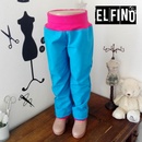 Dětské softshellové kalhoty s kapsami s fleecem modré s růžovým nápletem