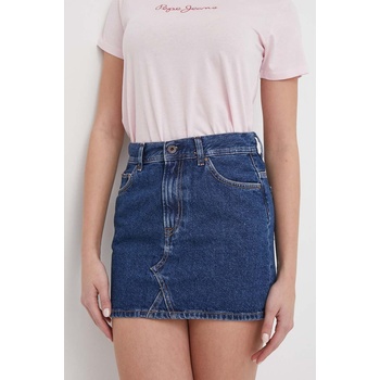 Pepe Jeans Дънкова пола Pepe Jeans MINI SKIRT MW в тъмносиньо къса със стандартна кройка (PL901123HT2)