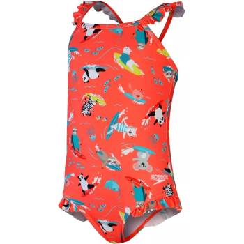 Speedo Digital Frill Thinstrap Swimsuit Infant Girl Coral