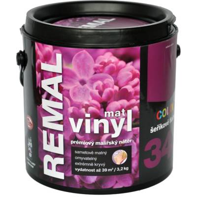 REMAL Vinyl Color mat umývateľná farba na stenu, 340 šeříkovo fialová, 3,2 kg
