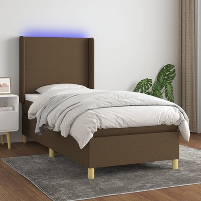 Petrashop 3138672 boxspring postel s matrací a LED tmavě hnědá textil