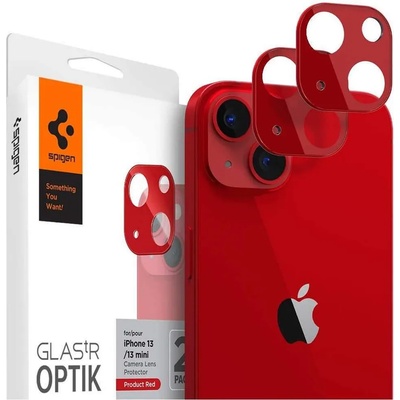 Spigen Optik Lens Protector - комплект 2 броя предпазни стъклени протектора за камерата на iPhone 13, iPhone 13 mini (червен)