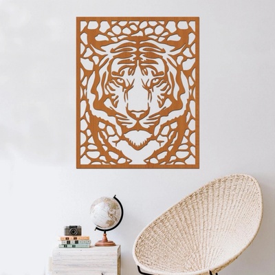 dřevo života Dřevěná dekorace na zeď TIGER Rozměry (cm): 40x39, Zvolte barvu dekoru: Třešeň
