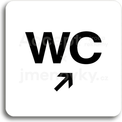 ACCEPT Piktogram WC vpravo nahoru - bílá tabulka - černý tisk bez rámečku