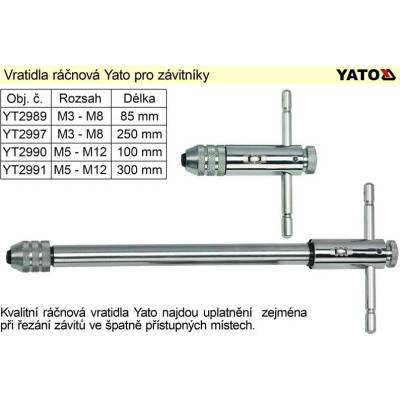 Vratidlo pro závitníky typ T, ráčnové M3 - M10, 85 mm