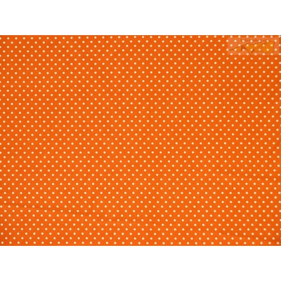 oranžová bavlněná látka bílý puntík