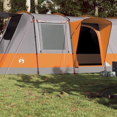 vidaXL Къмпинг палатка тунелна за 4 човека сиво-оранжево водоустойчива (94630)