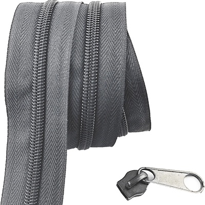Zips špirálový, farba grafitová 8 mm, metráž