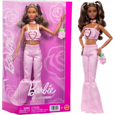Barbie Deluxe Style Ružový denim Bábika Top, zvonové nohavice Hračka 4+ JJN71