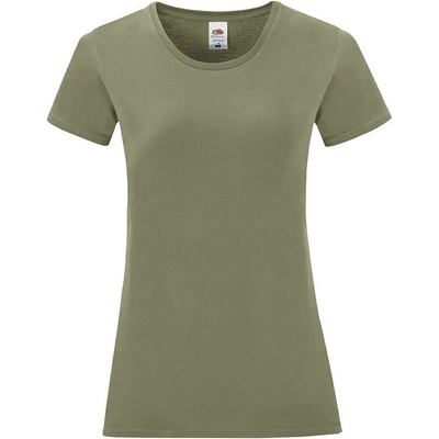 Olive Iconic Women's T shirt in combed cotton Fruit of the Loom kaki