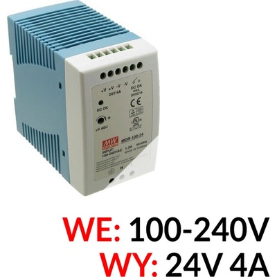 Napájací zdroj 24 V DC 4 A Mean Well MDR-100-24 EC-20579