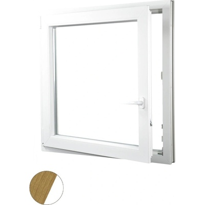 Aluplast plastové jednokřídlo 550 x 550 mm Přírodní dub/bílá, Levé, Dvojsklo Ug= 1,1