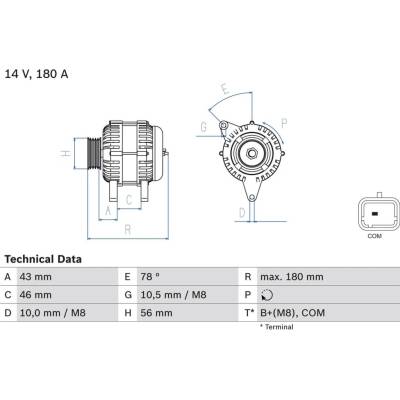Alternátor BOSCH 0 986 082 510 (0986082510)