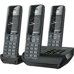 Gigaset Comfort 520A Trio - 3 cordless DECT telephones with answering machine - Address book with 200 contacts - titanium black [German version] - S30852-H3005-B103 (S30852-H3005-B103) Телефонни апарати