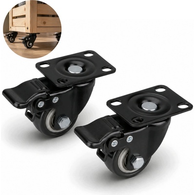 EXTOL PREMIUM Kolieska otočné s brzdou priemer 40 mm max 30 kg 2 ks
