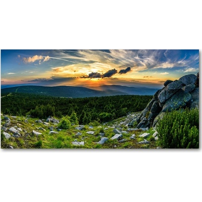 Foto obraz sklenený horizontálny horské panorama 100x50 cm