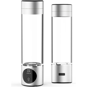 ELIXIR Преносима бутилка за водородна вода Elixir, 1.2W, Батерия 1800 mAh, 260 мл, OLED дисплей, USB зареждане, Сребрист
