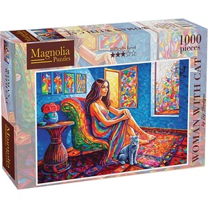 Magnolia Пъзел Magnolia от 1000 части - Жена с котка (8609)