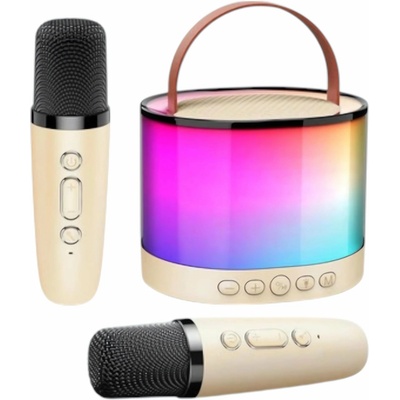 Verk 27503 Karaoke reproduktor Bluetooth 2x bezdrôtový mikrofón béžový