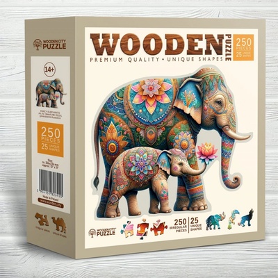 WOODEN CITY Dřevěné Módní sloni 250 dílků