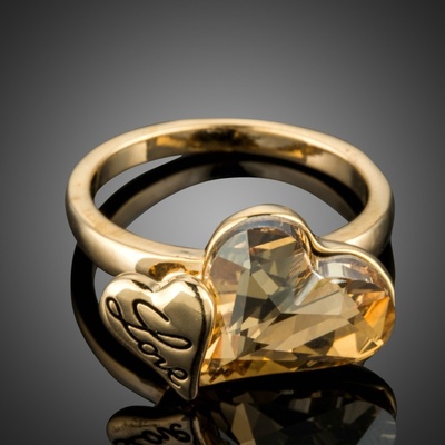 Francesca Petrucci prsten Swarovski Elements Filippi srdíčko Champagne P0180