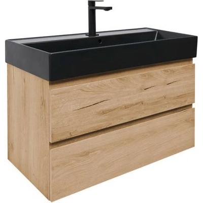 Koupelnová skříňka 2 zásuvková s umyvadlem SAT B-Way 99x50x45 cm dub mat BWAY2100OAKU2B2B