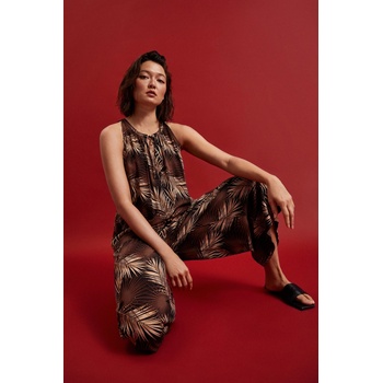 Moodo Черна риза с тропически десен и връзано деколте Moodo Moodo | Cheren | ЖЕНИ | XS
